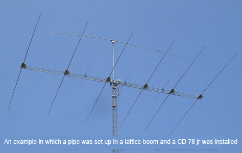 An example in which a pipe was set up in a lattice boom and a CD 78 jr was installed